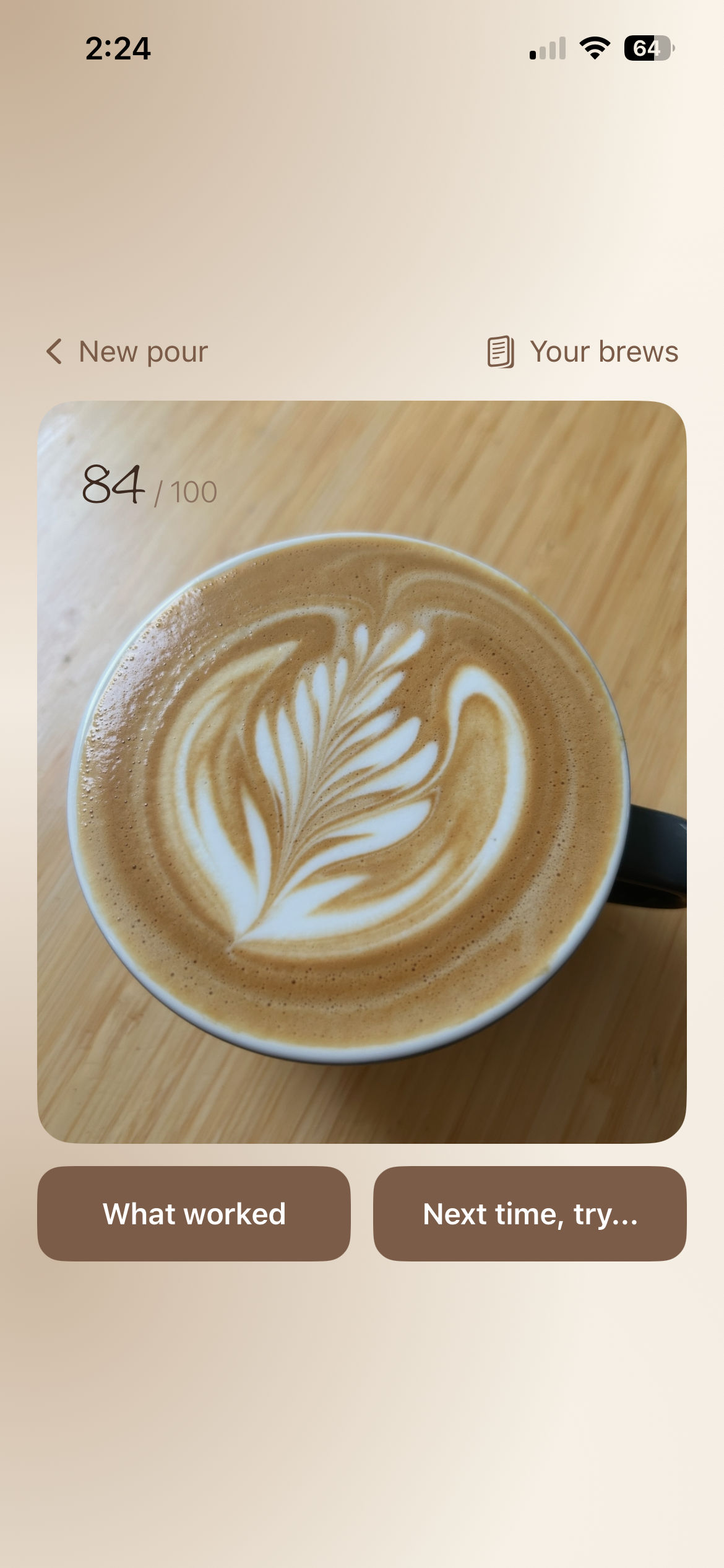 Morning Pour App — Score View